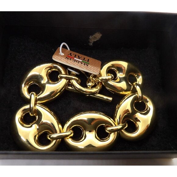 Mia Fore Puffy Mariner Link Bracelet  18K Gold Plate Bronze - Picture 1 of 5
